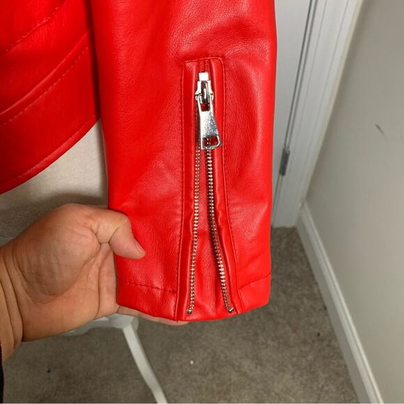 Azalea Wang Dolls Kill red‎ Faux leather moto zip up jacket size small - Picture 3 of 7